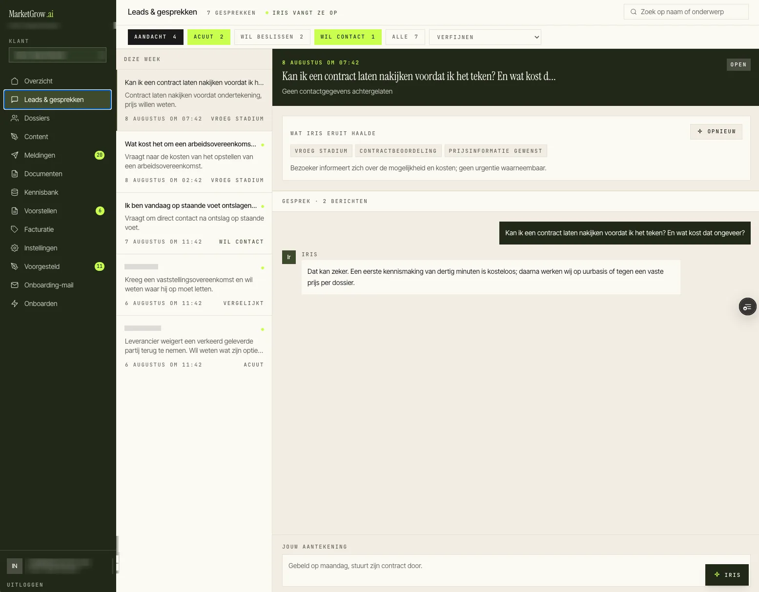 Vraag op je site